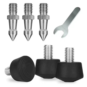 6 Stück Stativ Spike Füße - 3/8-16 Gewinde, Gummi & Edelstahl Spike Füße,... - Bild 1 von 7