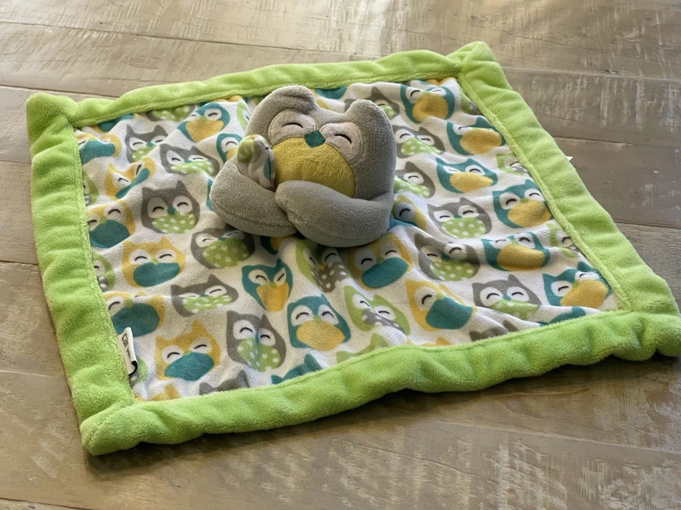 MANTA DE SEGURIDAD PARA BEBÉ CARTER'S LOVEY GRIS BÚHO VERDE DORADO 2016 ¡MUY SUAVE! Foto 1 de 4