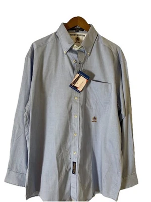 "Camisa Tommy Hilfiger Pinpoint Oxford Azul Larga Slv Abotonada 16 1/2 X 35"" nueva con etiquetas" Foto 1 de 4