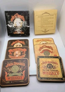 Vintage Jack Daniels Whiskey Bevande Sottobicchieri Box Set di 6 Schienale in Sughero - Foto 1 di 14