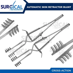 2 Pcs Automatic (Cross Action) Skin Retractor 4" Blunt & Sharp German Grade - Picture 1 of 11