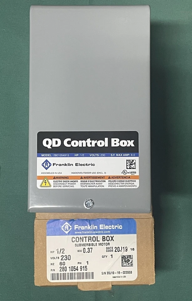 Nueva caja de control Franklin eléctrica 1/2 HP 230v para bomba de pozo modelo 2801054915 Foto 1 de 2