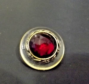 Vintage Celluloid & Red Faceted Jewel Button (4924) Unusual - Picture 1 of 4