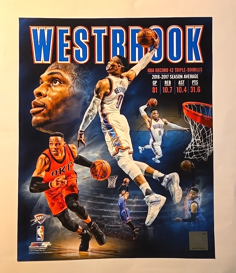 2017 Russell Westbrook OKC Triple Doubles Record 8" X 10" Photo - Image 1 of 4