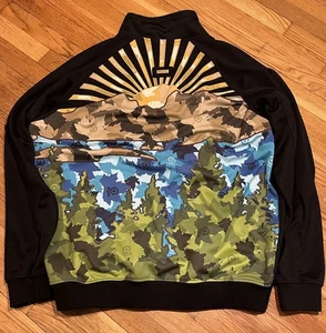 LRG Elements All Over Satin Jacket Black Mens Sz 4XL Embroidered Patch Y2k - Picture 1 of 10