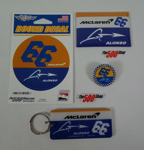 #66 McLaren Racing Fernando Alonso Collector Decal Magnet Lapel Pin Key Chain Cover