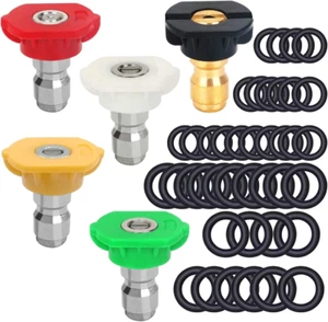 5 Pack Pressure Washer Spray Nozzles Tips + 40 Pcs O-Rings Replacement for 1/4 I - Picture 1 of 12