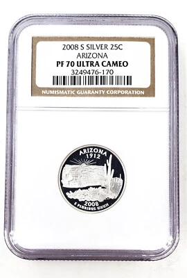 Proof 2008 S Silver Arizona State Quarter NGC PF 70 K71 - Image 1 of 2