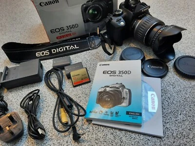 Boxed Canon EOS 350D 8.0MP Digital Camera-Black with Canon EF-S 18-55mm Lens - Image 1 of 4