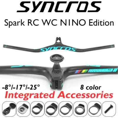  Manillar integrado de fibra de carbono para bicicleta MTB con ángulo de vástago -8/-17/-25 grados Foto 1 de 4