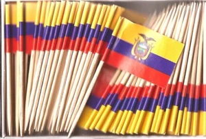 One Box of 100 Ecuador Toothpick Flags, 100 Small Mini International Flags - Picture 1 of 1