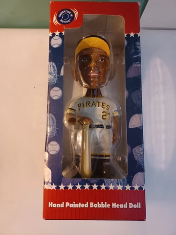 2001 Roberto Clemente Pirates(21) Hand Painted Bobble Head Doll Hall of Fame AGP Cover