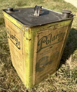 Antike Polarine 5 Gallonen Auto Werbung Motoröl Dose Standard Vintage Schild Gas - Bild 1 von 13