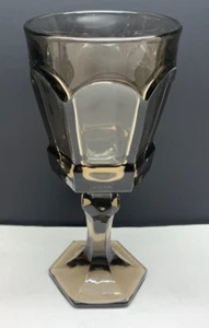 Vintage Fostoria Brown Paneled Hexagon Base Water Goblet - Picture 1 of 6