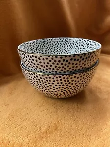 Thyme And Table Black Dot 2x Cereal Bowls 6”d - Picture 1 of 8