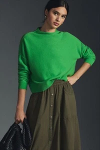 Anthropologie Alani Cashmere Mock Neck Lime Green Jumper Size L - Picture 1 of 4