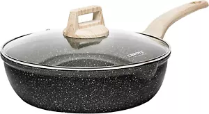 Nonstick Deep Frying Pan with Lid, 12.5 Inch Skillet Saute Pan Induction Cookwar - Picture 1 of 12