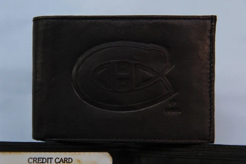 MONTREAL CANADIENS   Leather BiFold Wallet   NEW  black 2 sb Cover