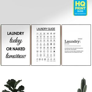 Mono Laundry Utility Room Definiton Wall Art Poster Prints Decor A5 A4 A3 A2 A1