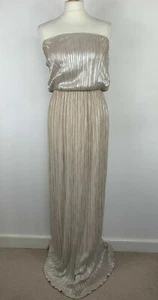Strapless long metallic Silver Plisse dress, Prom dress /special occasion - Picture 1 of 9