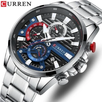 CURREN Men Watches Chronograph Wristwatch Luminous Pointer Sport Watch Business - Image 1 of 4