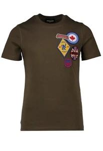 DSQUARED2 Boys Kids t-shirt 2T 3T Brown Green Khaki Canada Scout Patches $125 - Picture 1 of 3