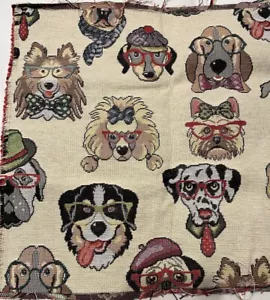 NEW Remnant Dog Faces Canvas /upholstery 140cm x 32cm Crafts, covers - Picture 1 of 5