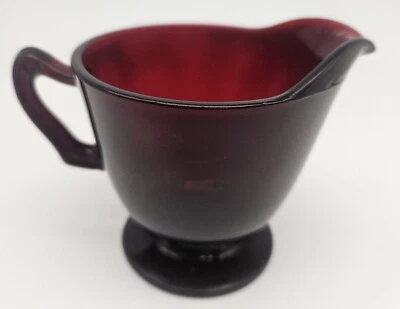 Vintage Anchor Hocking Ruby Red Glass Creamer Scroll Handle - Image 1 of 4