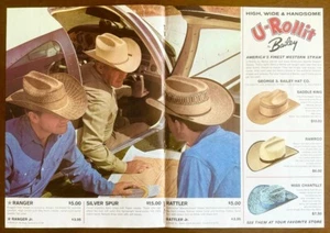 1965 Bailey U-Rollits Western Straw Cowboy Hats Centerfold PRINT AD - Picture 1 of 1