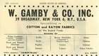 1953 W Gamby And Co-broadway New York Cotton Rayon Fabric Ad