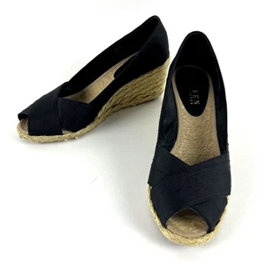 Ralph Lauren Women’s Platform Espadrille dress shoes Cecilia Black open Toe SZ 6 - Picture 1 of 16
