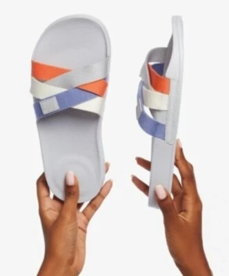 SANDALIAS FITFLOP IQUSHION MULTI-CORREA TOBOGANES TALLA 8/42 AZUL NARANJA GRIS USADAS UNA VEZ Foto 1 de 4