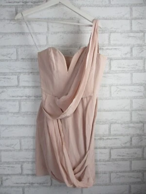 Zimmermann women's one shoulder mini dress blush 0 plunge silk zip - image 1 of 4