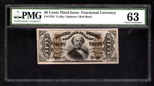 FR1324 50c US FRACTIONAL CURRENCY  Graded - PMG63 Choice Unc - A13 - Picture 1 of 2