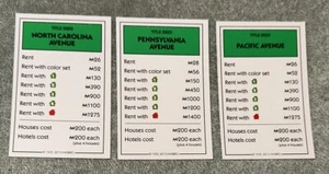 Monopoly Ersatz 2014 - 3 grüne Eigentumskarten - Bild 1 von 4