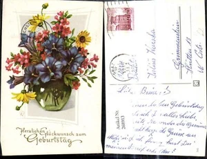 268913,Künstler Ak L. R. Blumen Bunter Strauß i. Vase Enzian Alpenprimel Gelbe M - Picture 1 of 1