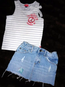 Girl's Gray & White Peace Top by Pampolina & Mossimo Skirt Size 6 - Picture 1 of 1
