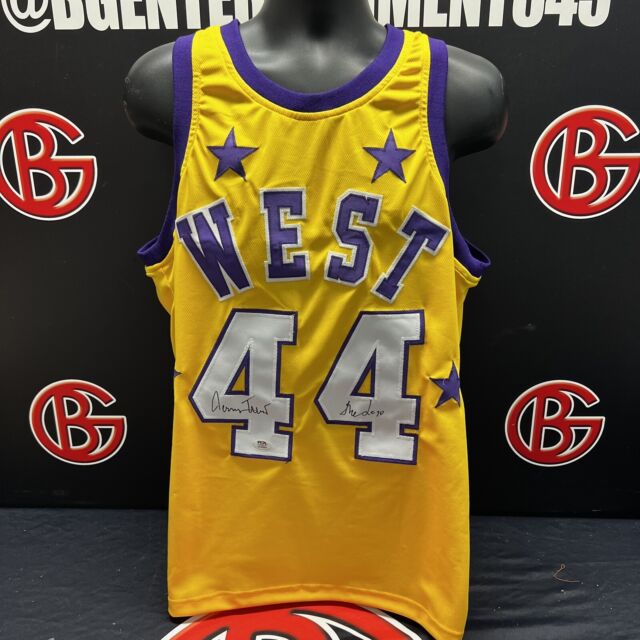 Press Pass Collectibles Lakers Jerry West 3X Insc Signed Grey 75th Ann M&N HWC Swingman Jersey BAS Wit