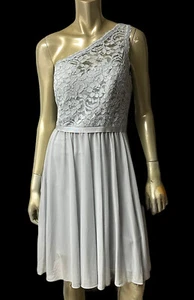 David's Bridal Short One Shoulder Lace Dress F15711 Mystic Blue Size 10 - Bild 1 von 5