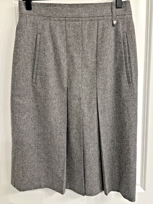Falda Chloe Mujer Talla 38/US 8 Gris Plisada Hasta la Rodilla Doble Abertura Lana Virgen Foto 1 de 4