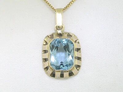 Anhänger 333 Gelbgold 8Kt Gold synth. Spinell Aquamarin  facettiert 1970er Jahre - Bild 1 von 4
