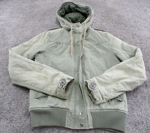 Rusty Hooded Jacket 10 Long Sleeve Zip Up Lined 100% Cotton Green - Picture 1 of 21