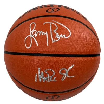 Larry Bird & Magic Johnson Signed Spalding Basketball Fanatics COA - Image 1 of 4