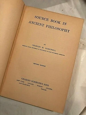 SOURCE BOOK IN ANCIENT PHILOSOPHY Bakewell 1939 Revised Edition - Image 1 of 4