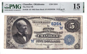 $5 1882 DB National CHANDLER Oklahoma OK 🇺🇸 Mega Rare 🇺🇸((Only 2 on Census)) - Picture 1 of 2