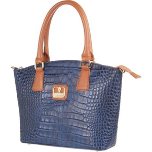 BOLSO DE MANO VALENTINA ITALIA CUERO GENUINO TULIPÁN AZUL DORADO $165 NUEVO - Imagen 1 de 40