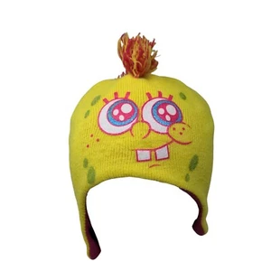 Bob l'éponge pantalon carré tricot mohawk bonnet chapeau jaune taille unique rabat oreille - Photo 1/10