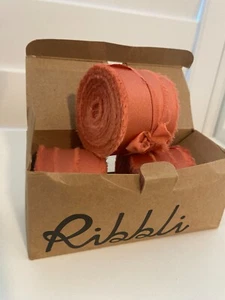 Ribbli Satin Silk Like Burnt Orange Ribbon Frayed 1.5 in 3 Rolls 30 yards - Picture 1 of 4