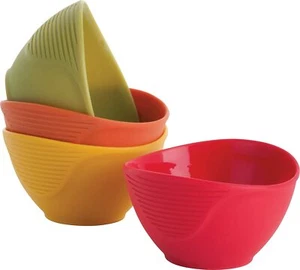 Silicone Striped Bowls, 125 ml- Set of 4 (Multicolour) - Picture 1 of 4