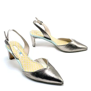 Zapatos de tacón de gatito BODEN talla 37.5/Us6.5 peltre/cuero acuático punta puntiaguda - Imagen 1 de 10